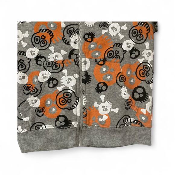 Target Baby Gray Orange Skull Crossbones Hoodie Zipper Jacket Halloween - Picture 5 of 5